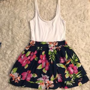 Tropical White and Floral Hollister Dress